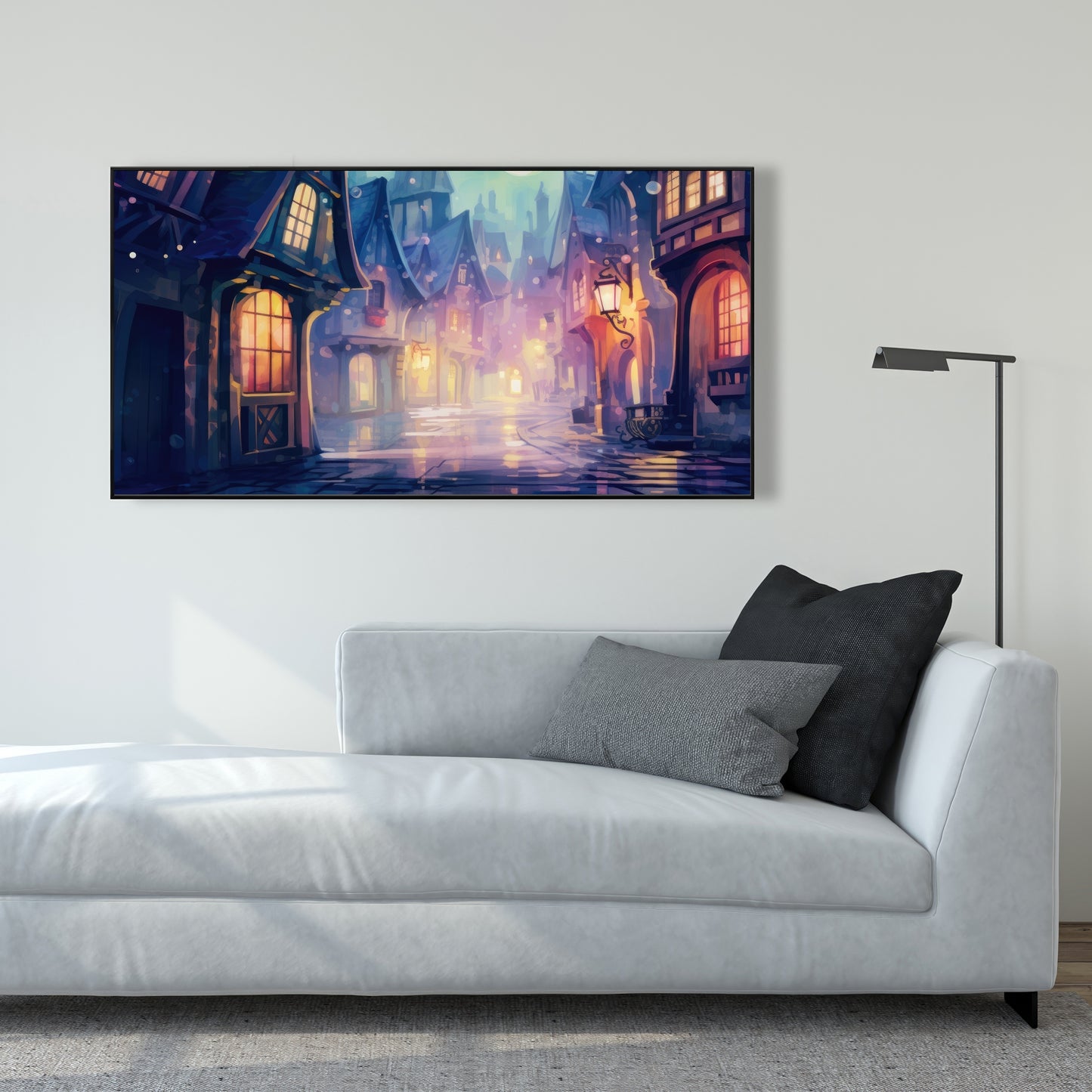 Bubble ville - Purple Framed Canvas for Home Decor
