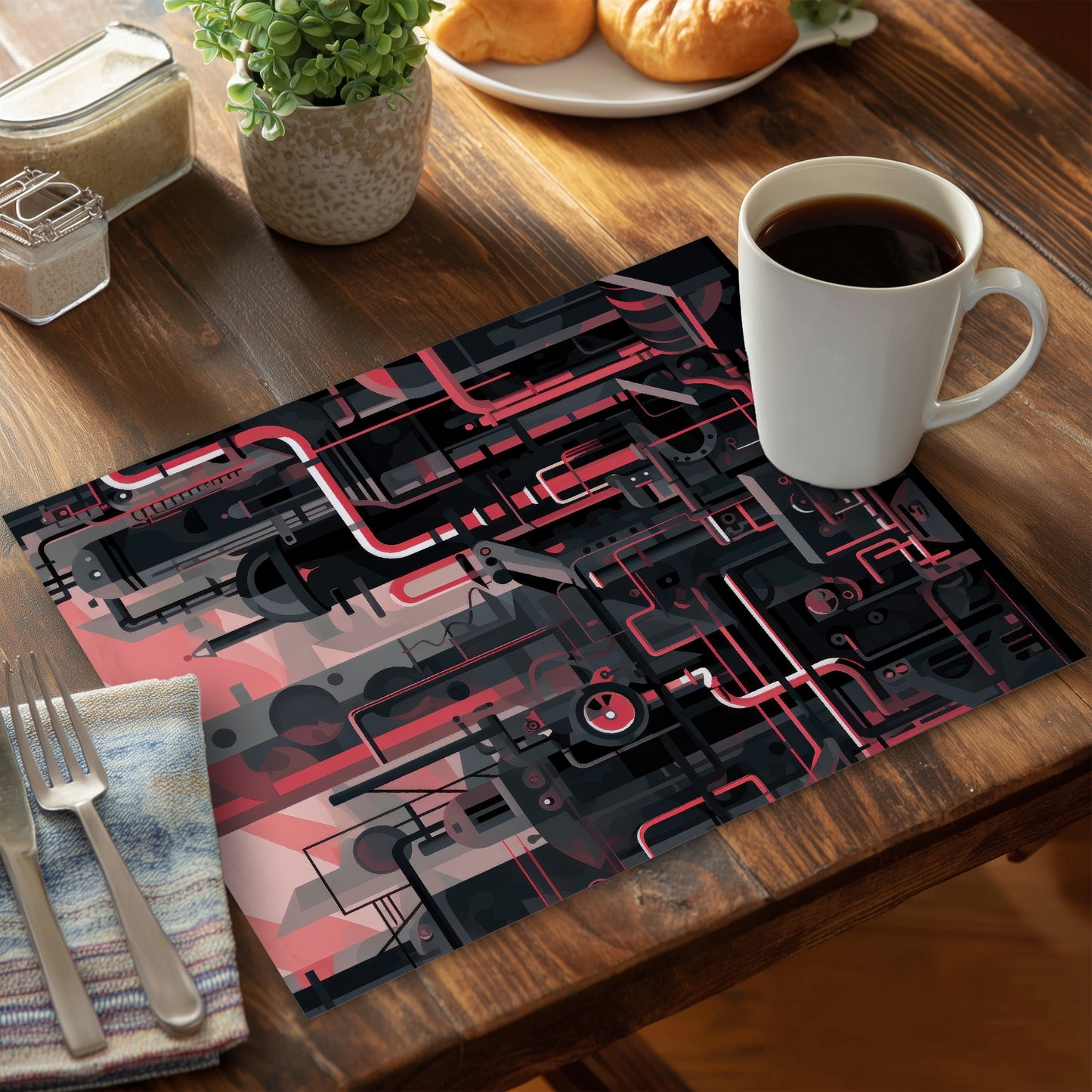 Industrial Empire Red Polyester Placemat - Home Decor Essential