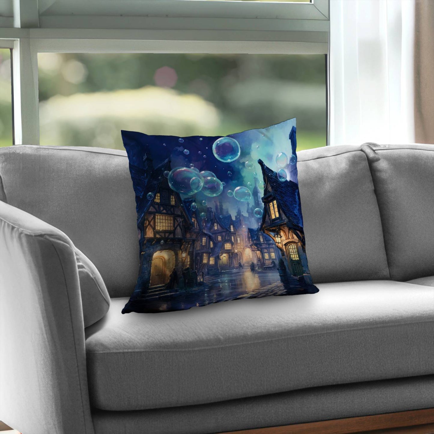 Floating through Beige Poly Twill Throw Pillow - Home Decor