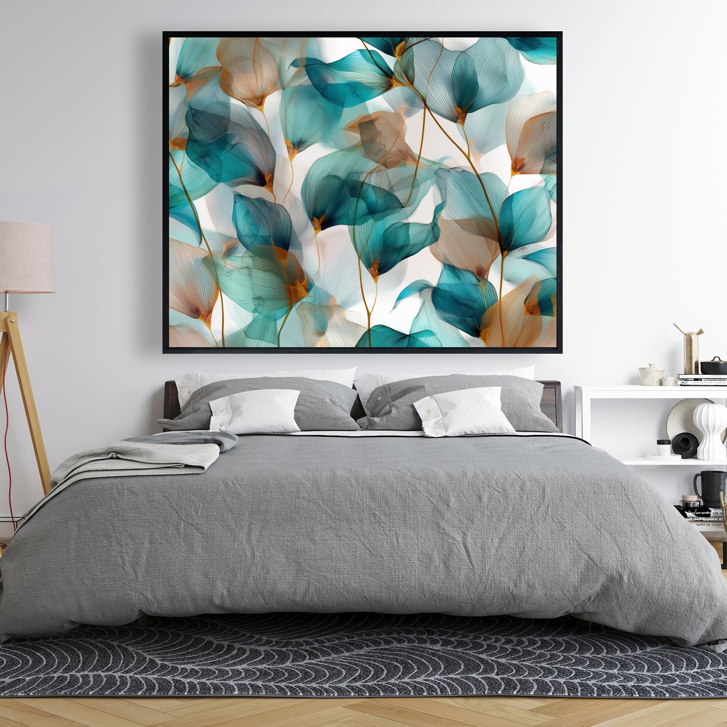 Teal and Brown Turquoise Framed Canvas for Home Decor