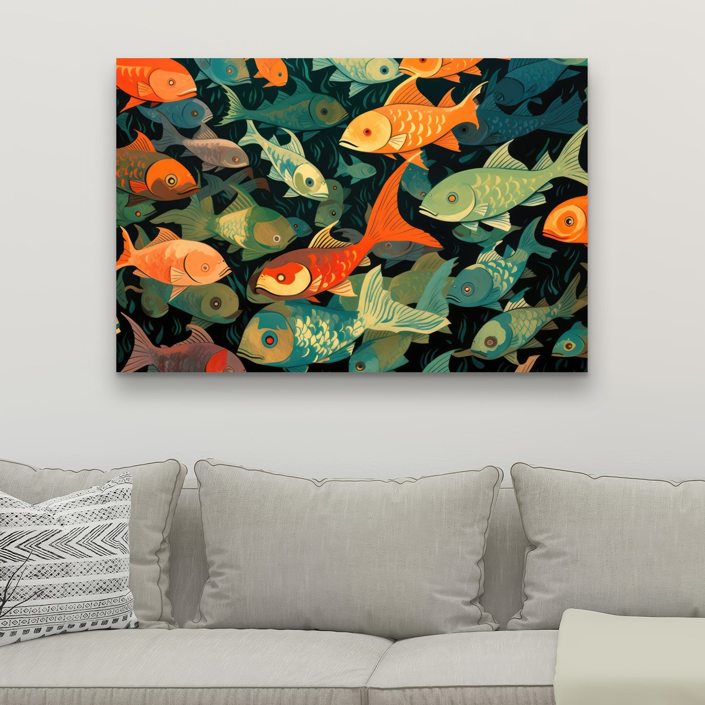 Simple Fishes - Orange Canvas Home Decor for Vibrant Spaces