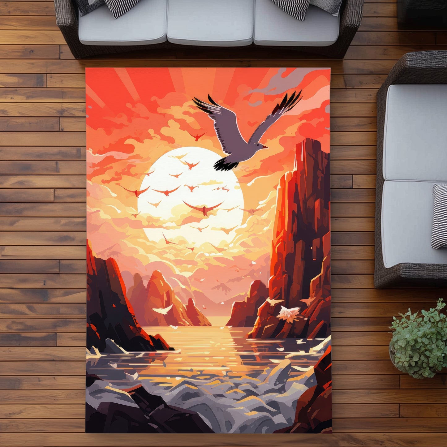 Isles of Omen Orange Outdoor Area Rug | Stylish Home Decor