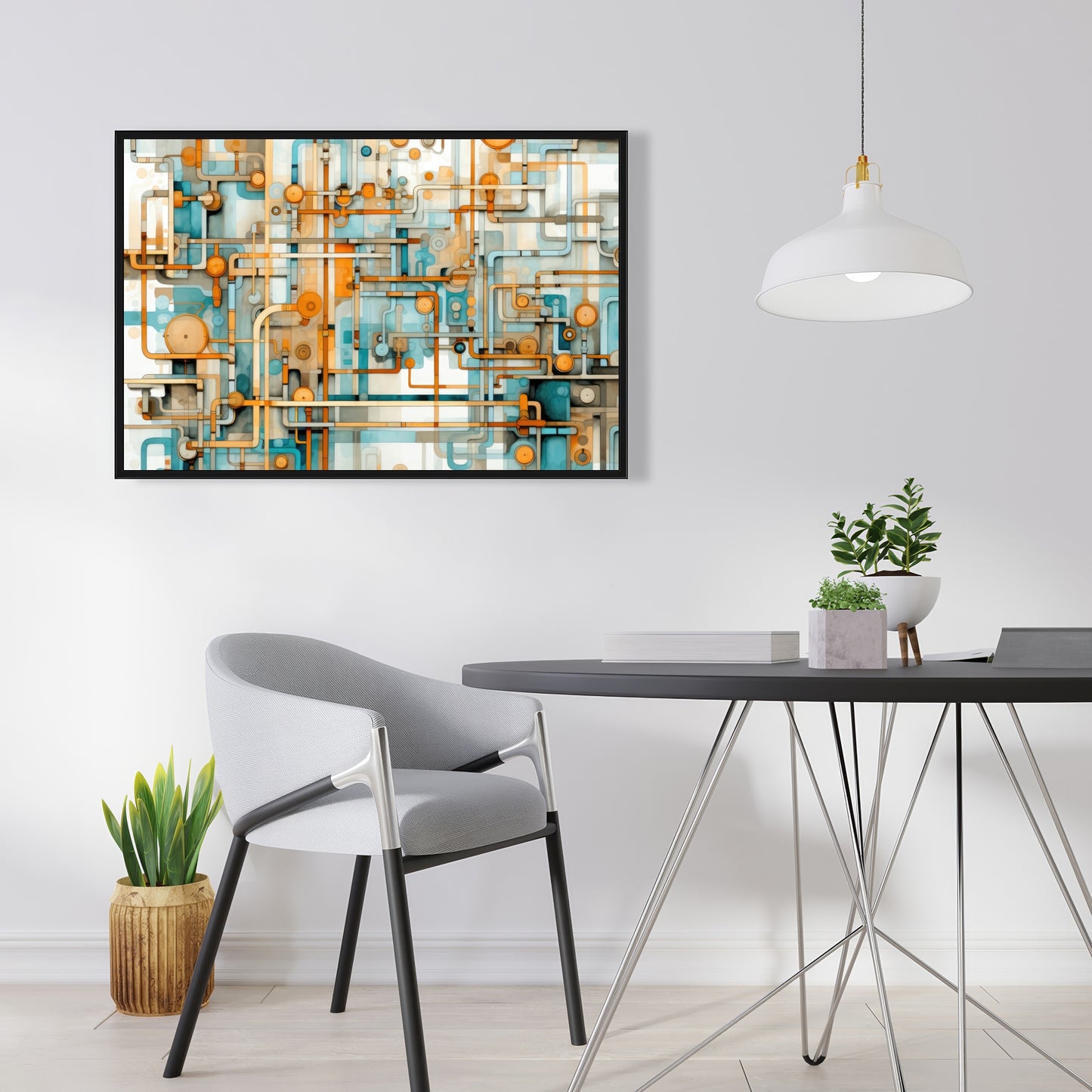 Like clockwork - Orange Framed Canvas for Home Decor