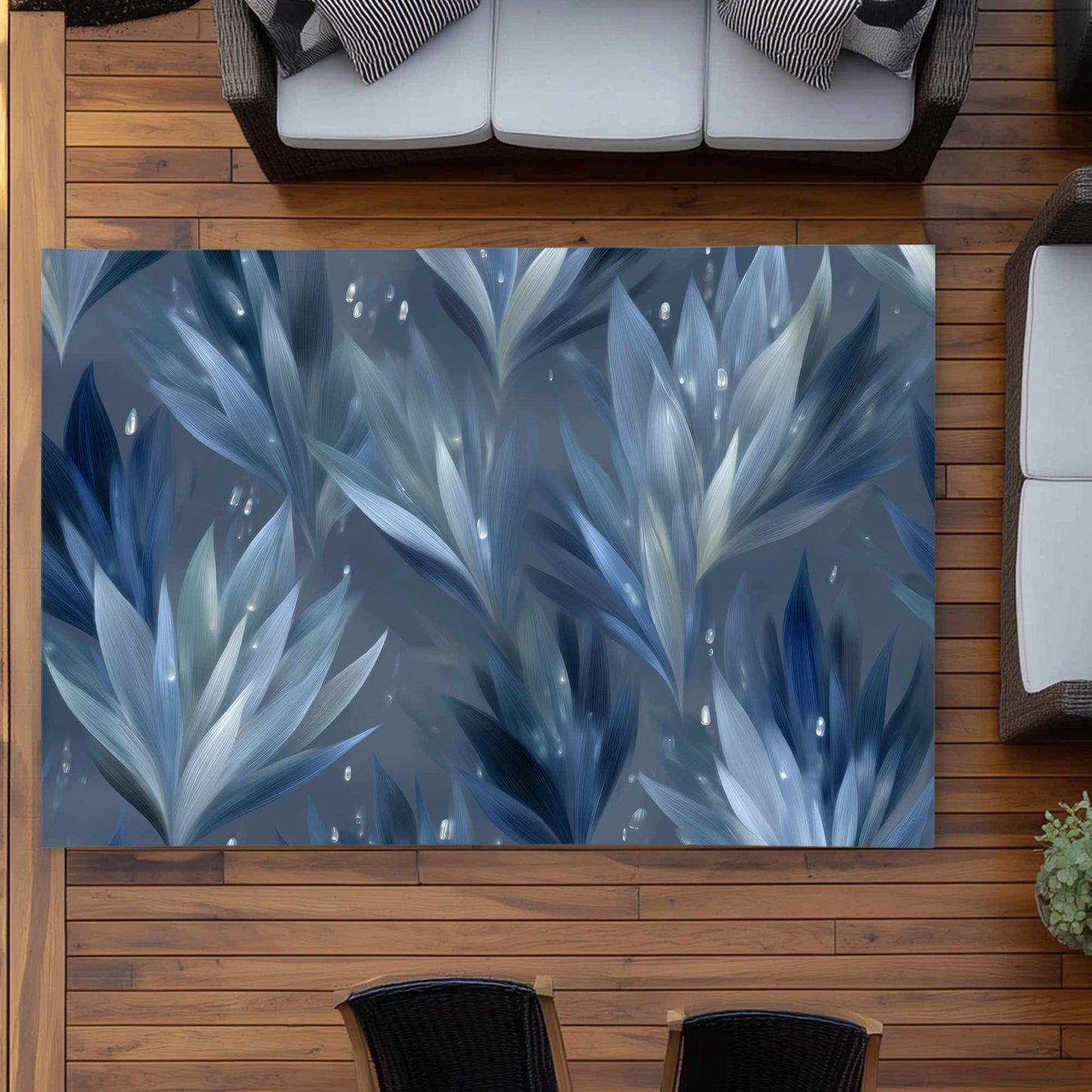 Icy Leaves Outdoor Area Rug | Stylish Home Decor Rug