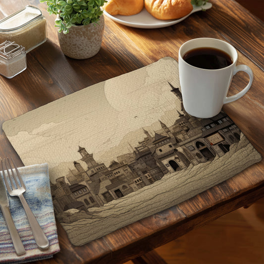 Desert town Gray Braided Polyester Placemat for Home Decor
