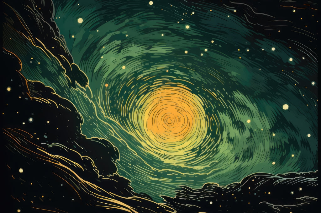 Turmoil in space - Framed Canvas - Print on demand