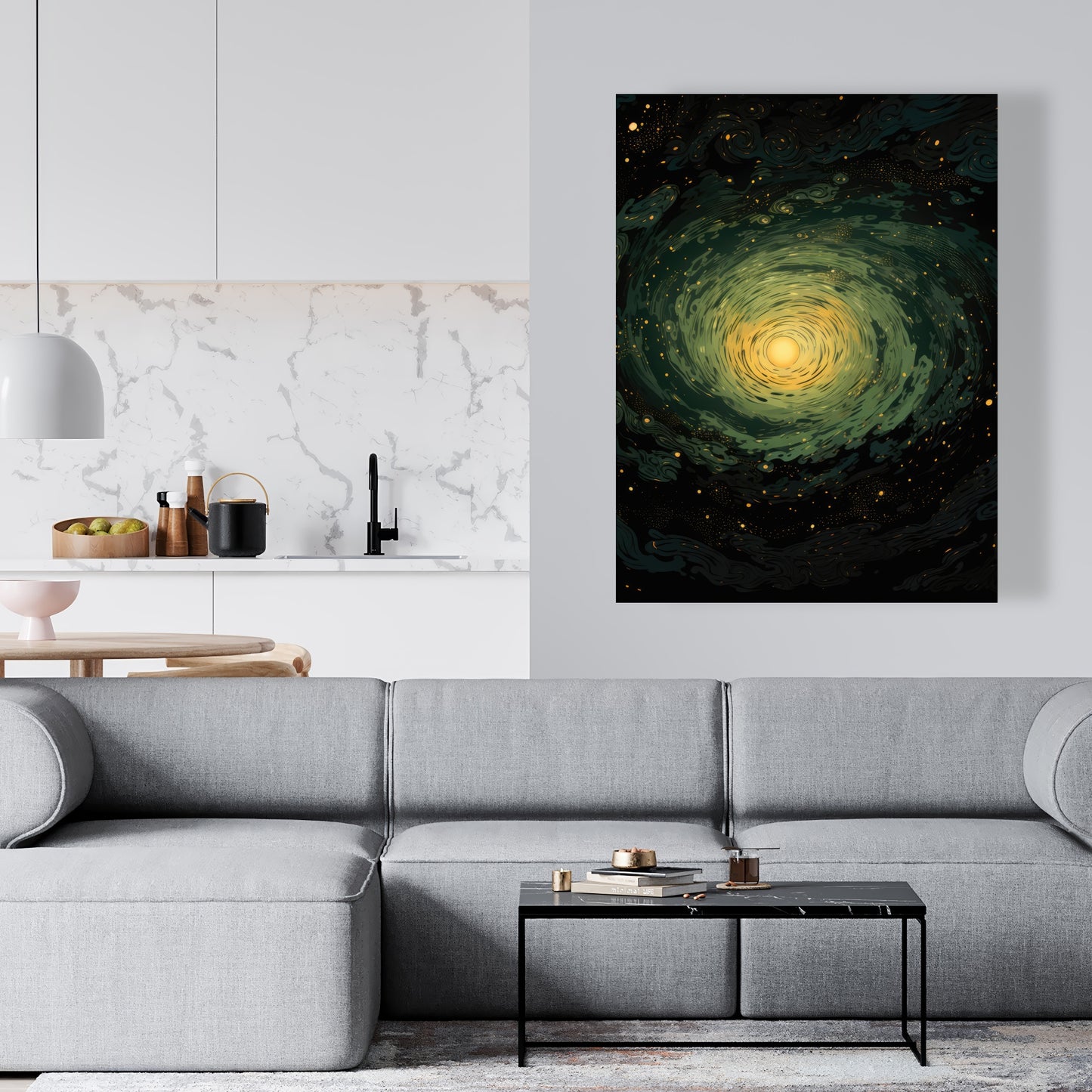 Swirling Gases - Black Canvas Art for Elegant Home Decor