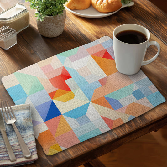 Geometric Cadence - Orange Braided Polyester Placemat | Decor