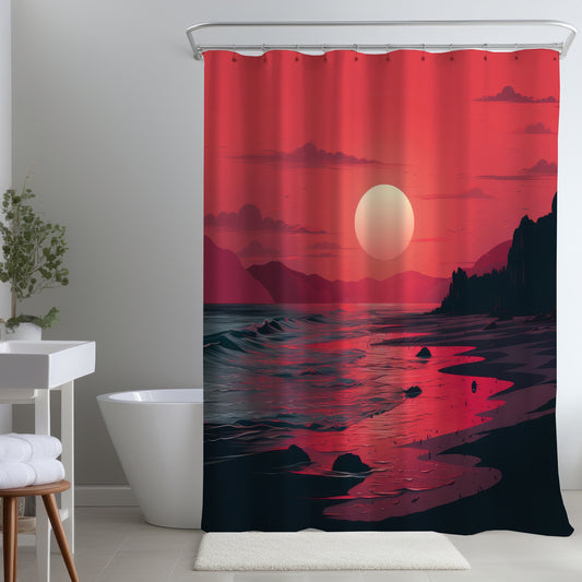 Red sky Purple Shower Curtain for Elegant Home Decor | Buy Now