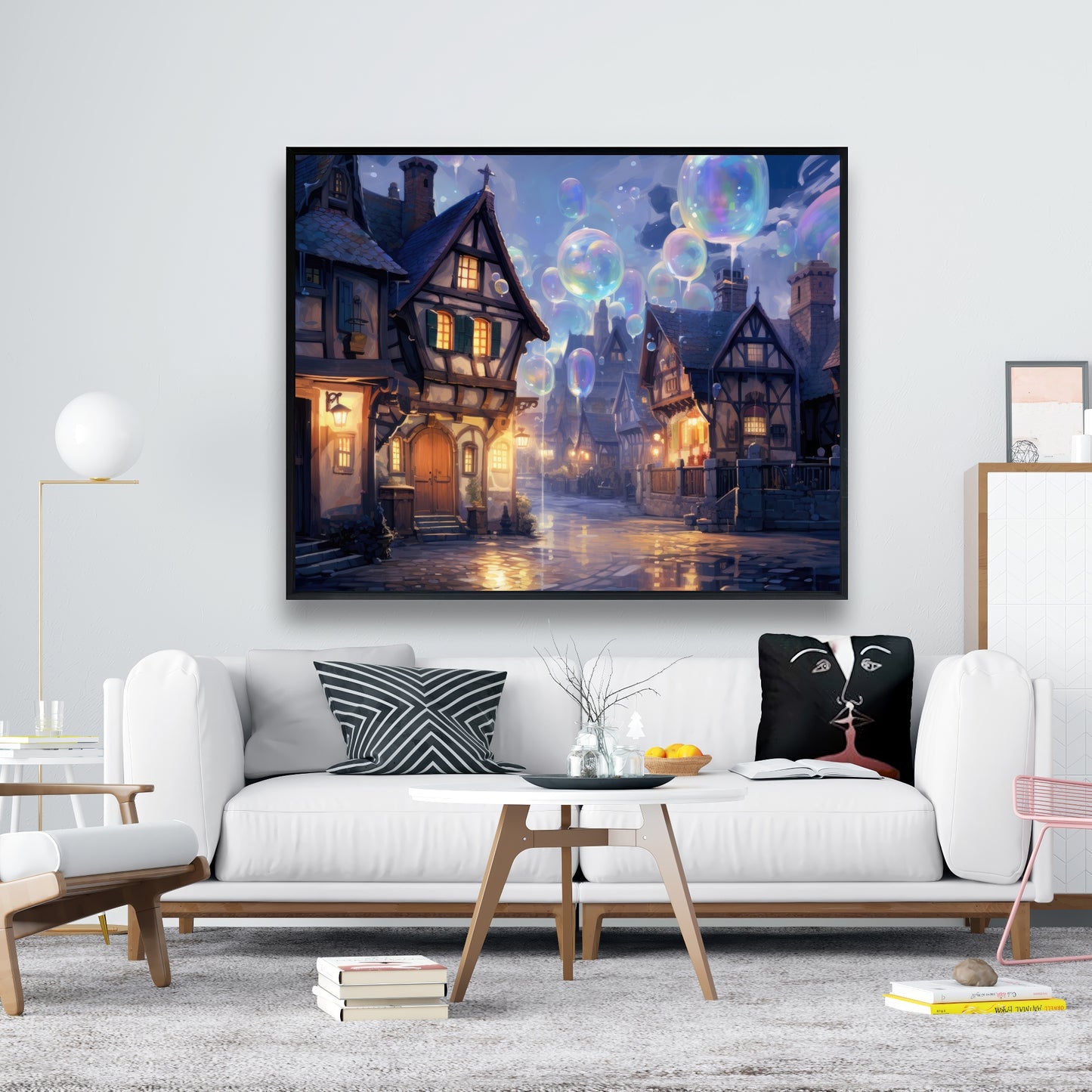 Bloopy town - 36"x36" Framed canvas