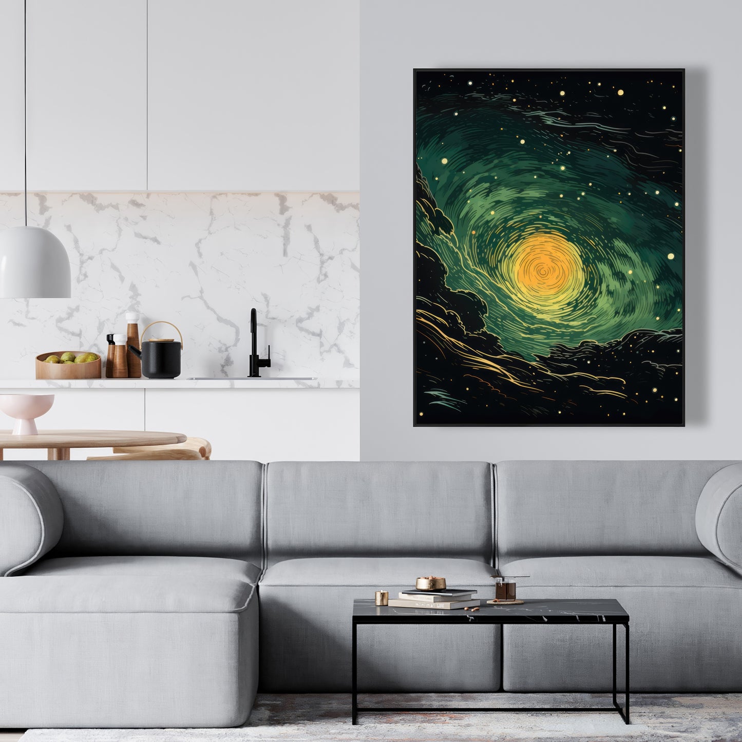 Turmoil in space - Framed Canvas - Print on demand