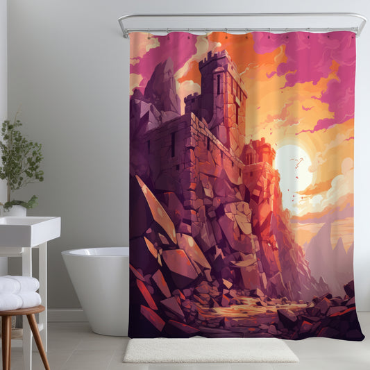 The Setting Rampart - Orange Shower Curtain for Home Decor