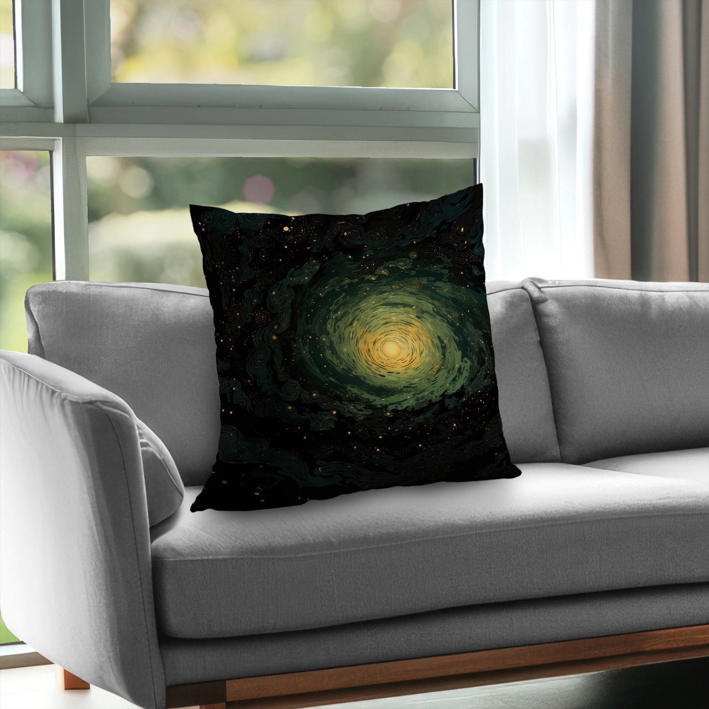 Swirling Gases Black Poly Twill Throw Pillow | Home Decor Insert