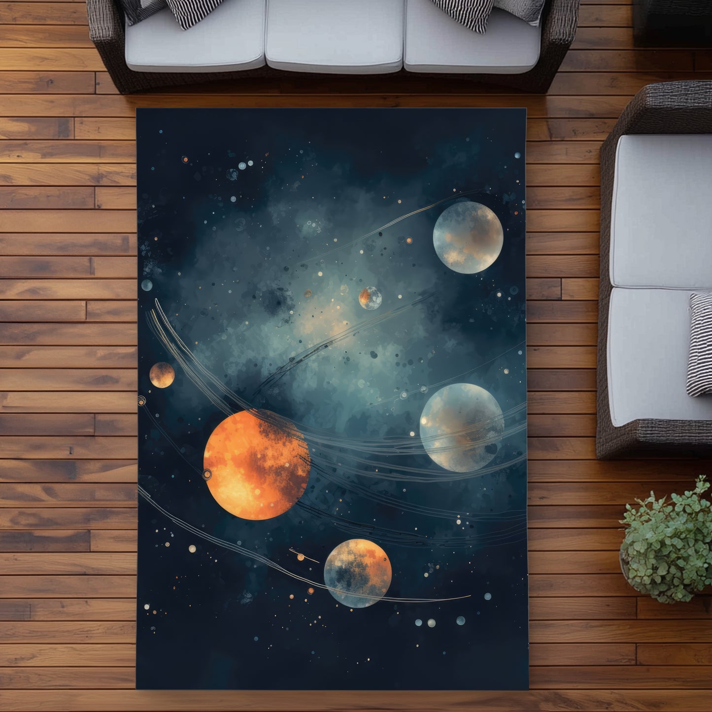 Deep Exploration Orange Outdoor Area Rug for Home Decor