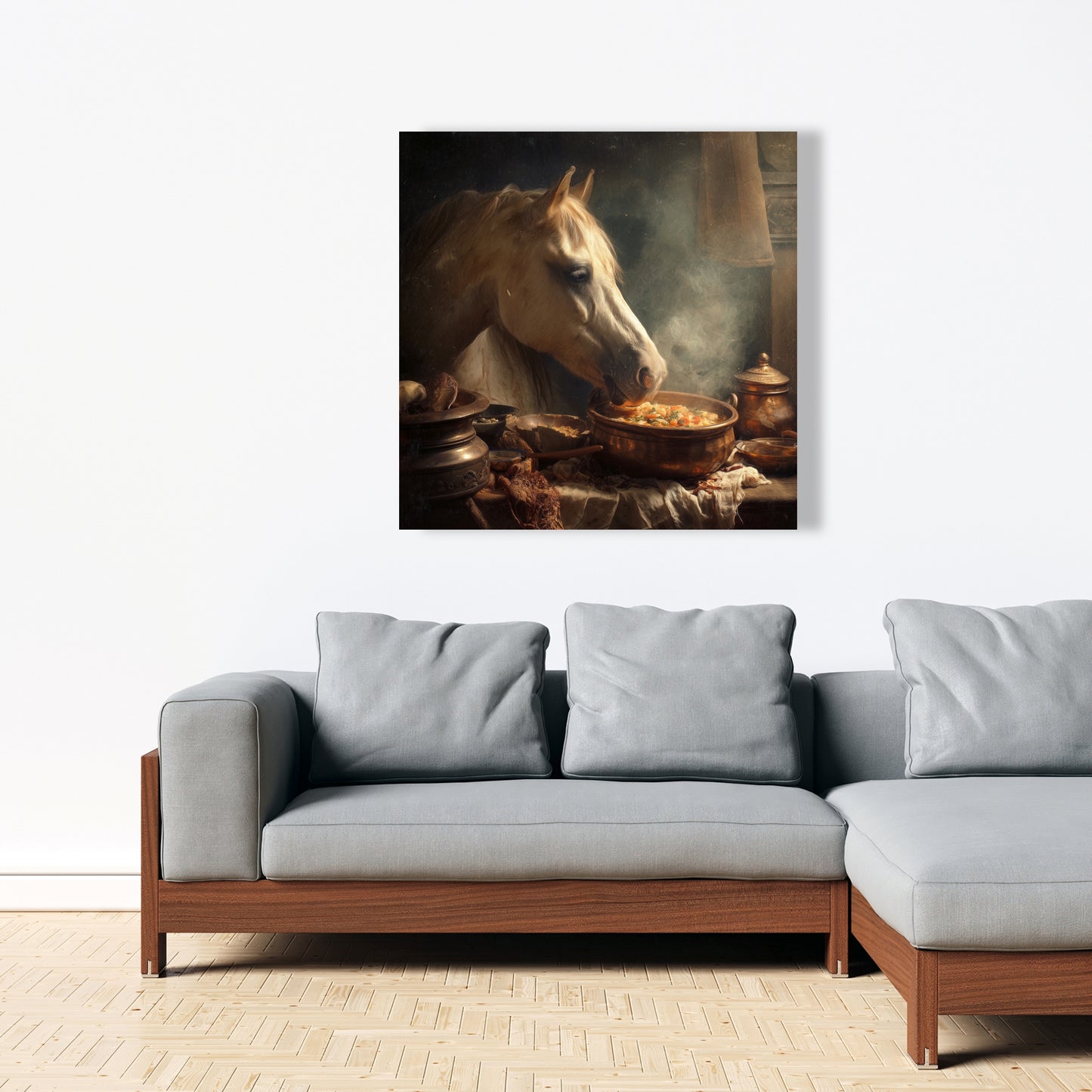 Horse on soup - 24"x24" Canvas