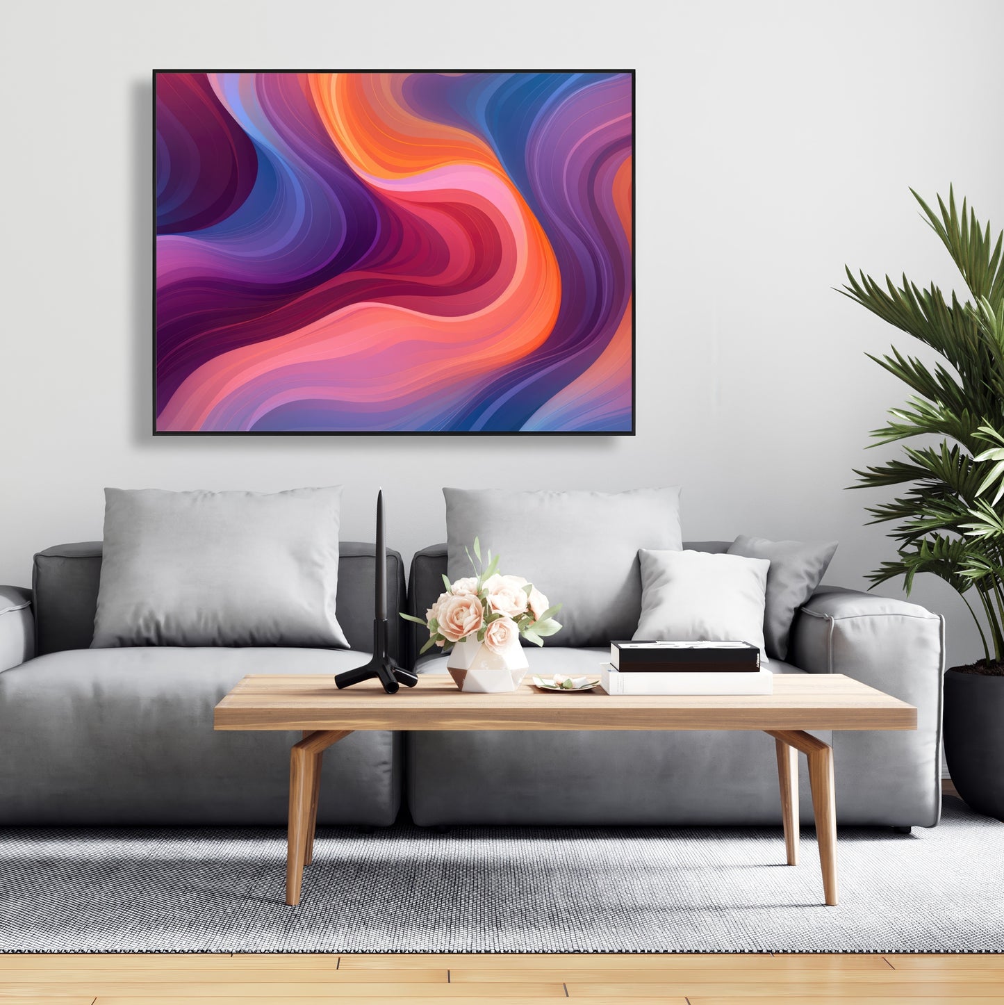 Purple Haze - Blue Framed Canvas Art for Home Decor