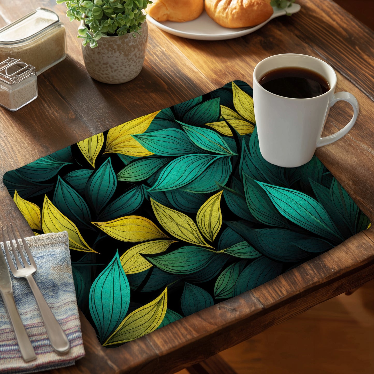Potent Aroma - Yellow Braided Polyester Placemat for Home Decor