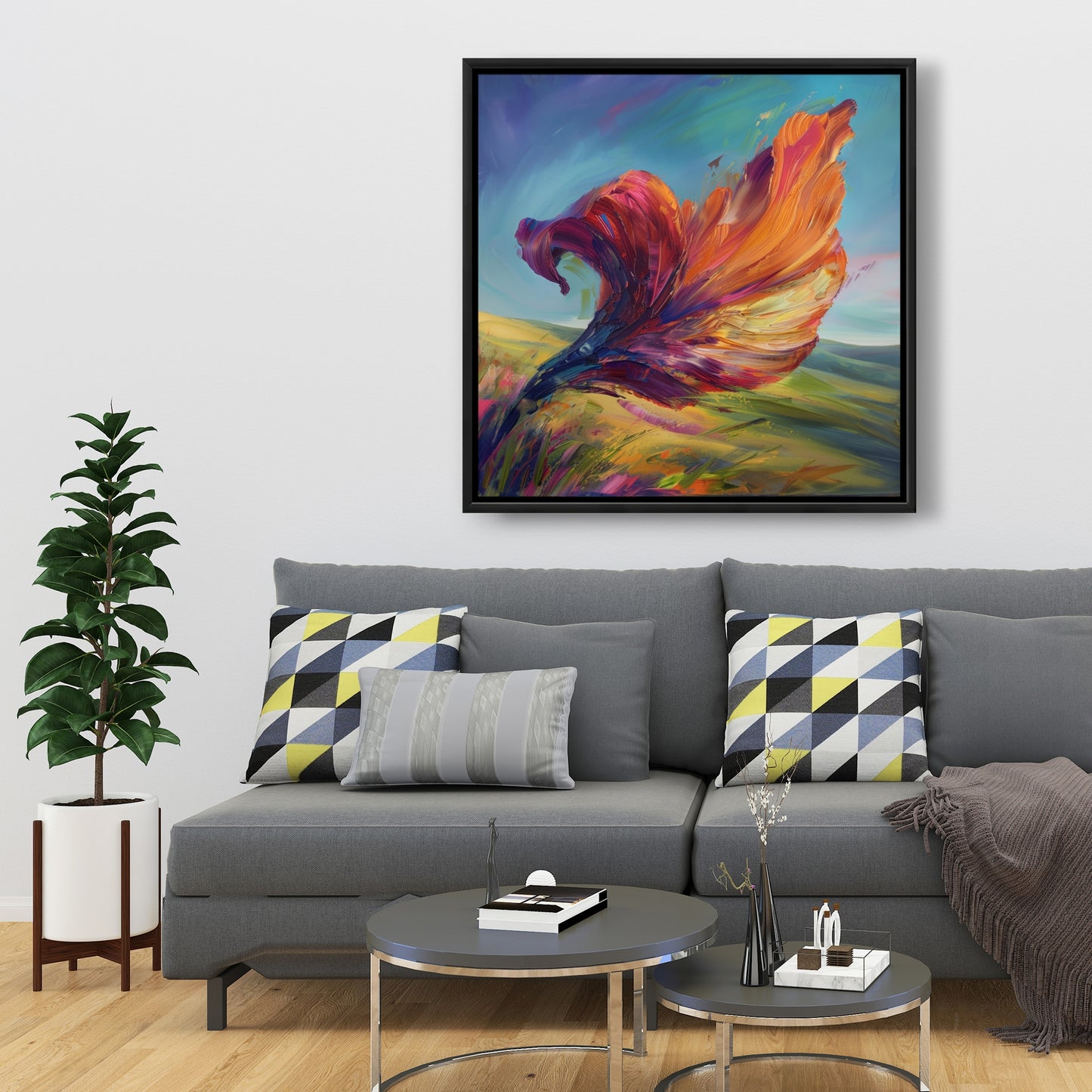 The leaf - 36"x36" Framed canvas