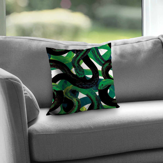 Emerald Coil Dance Poly Twill Throw Pillow | Home Decor