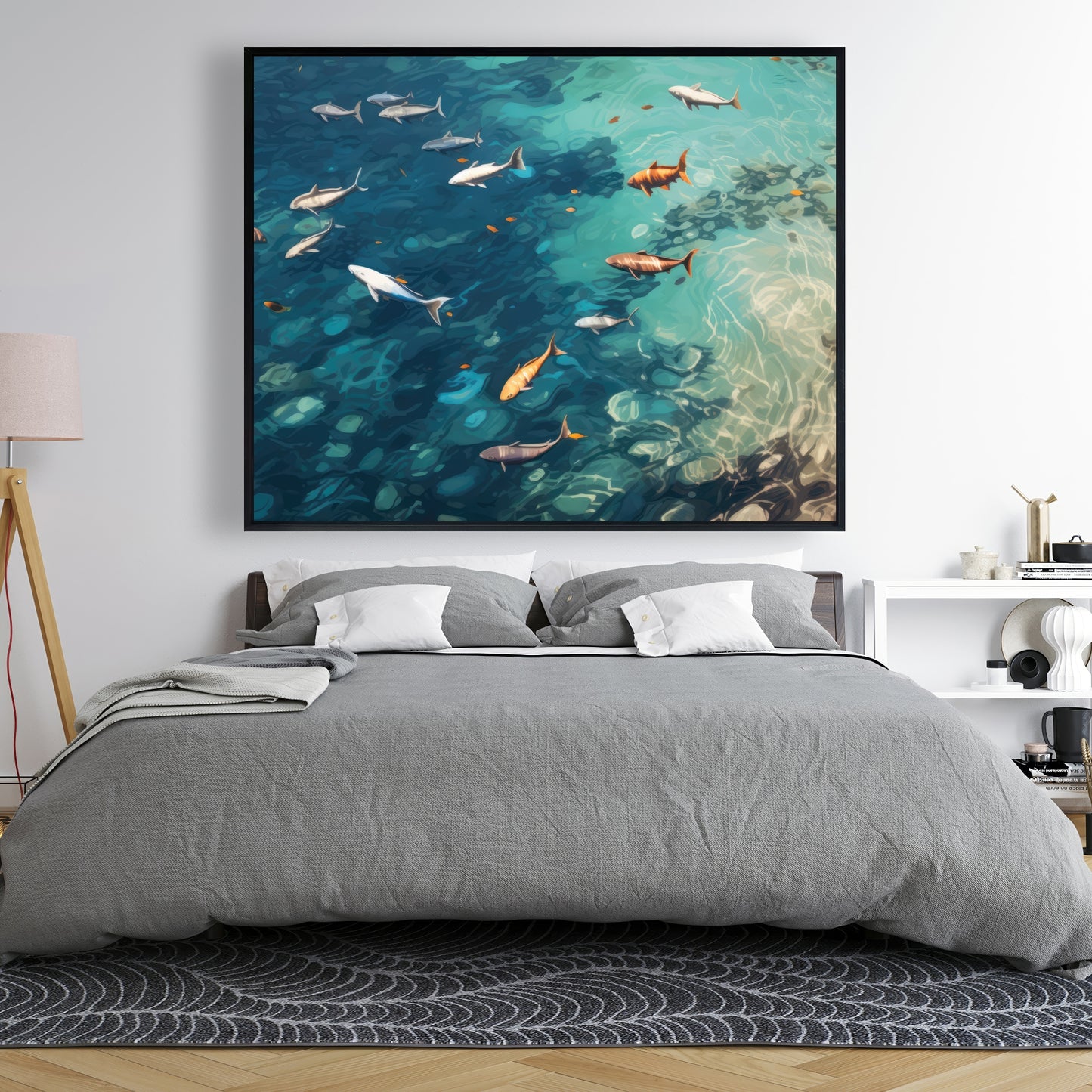 Swim ahead - 36"x36" Framed canvas