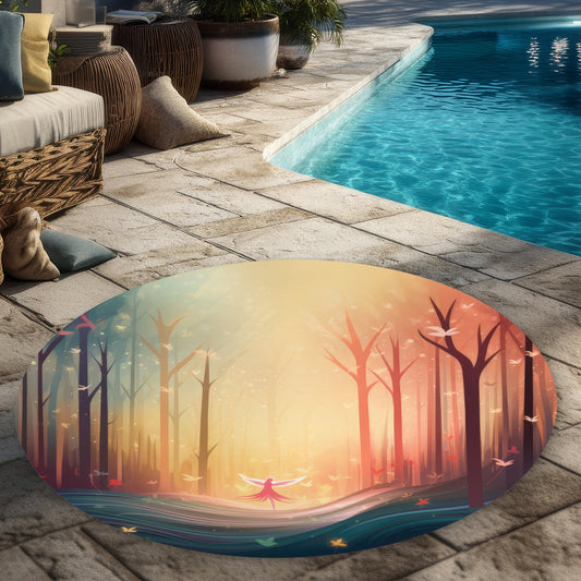 Enchanted Coral 5' Round Outdoor Area Rug | Home Decor Essentials