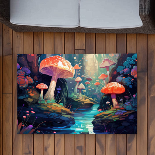 Whimsical Forest - Blue Outdoor Area Rug for Home Decor