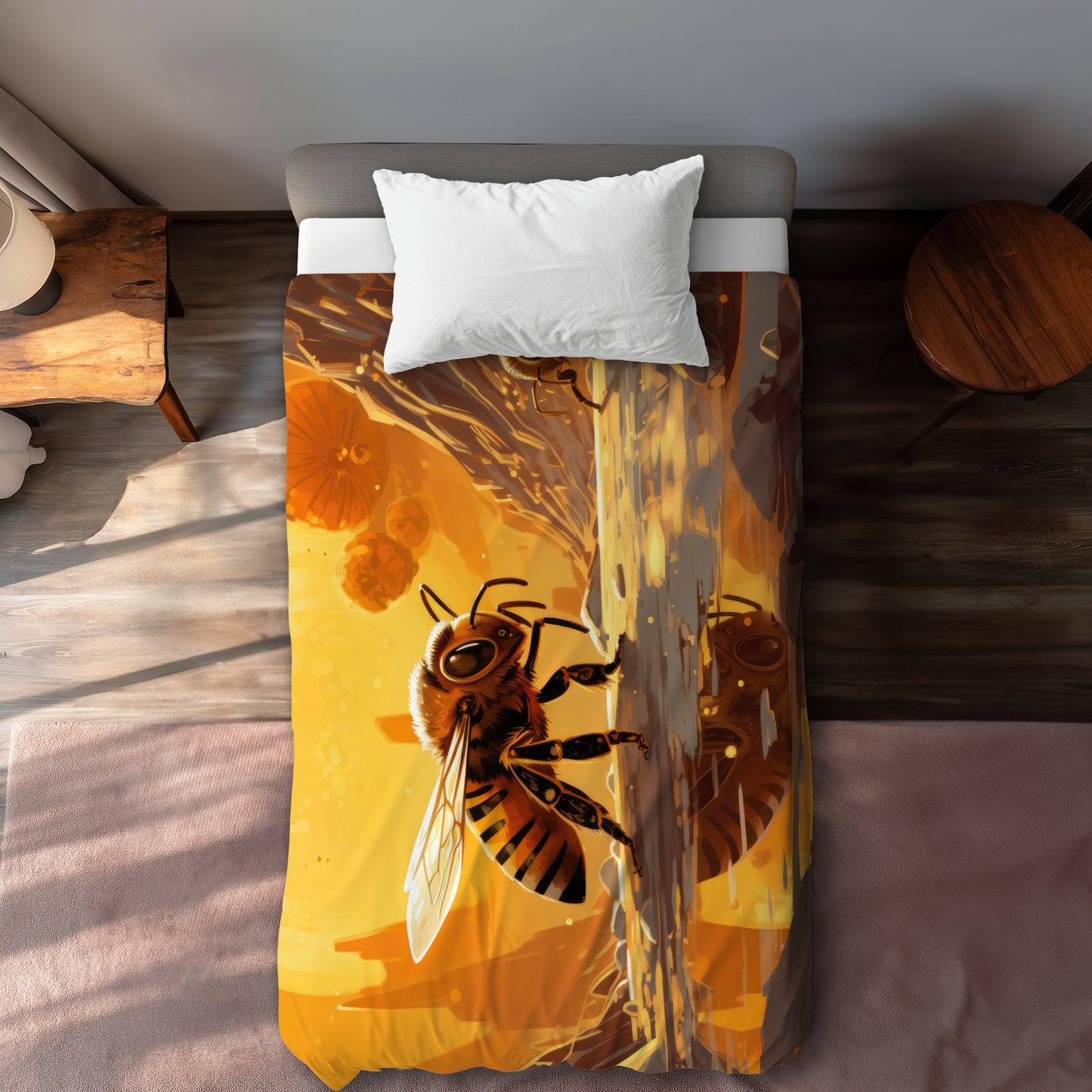 Bee World Orange Duvet Cover | Stylish Home Decor Must-Have