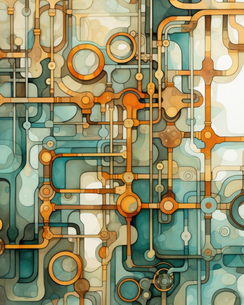 Turns and bends - Framed Canvas - Print on demand