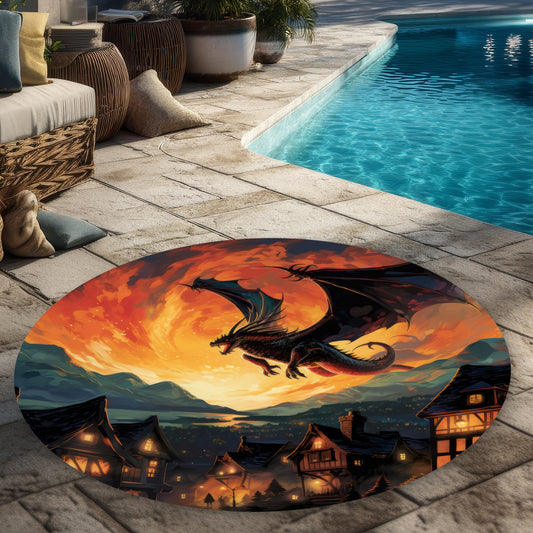 Hope for Mercy - Red Round Outdoor Area Rug for Home Decor