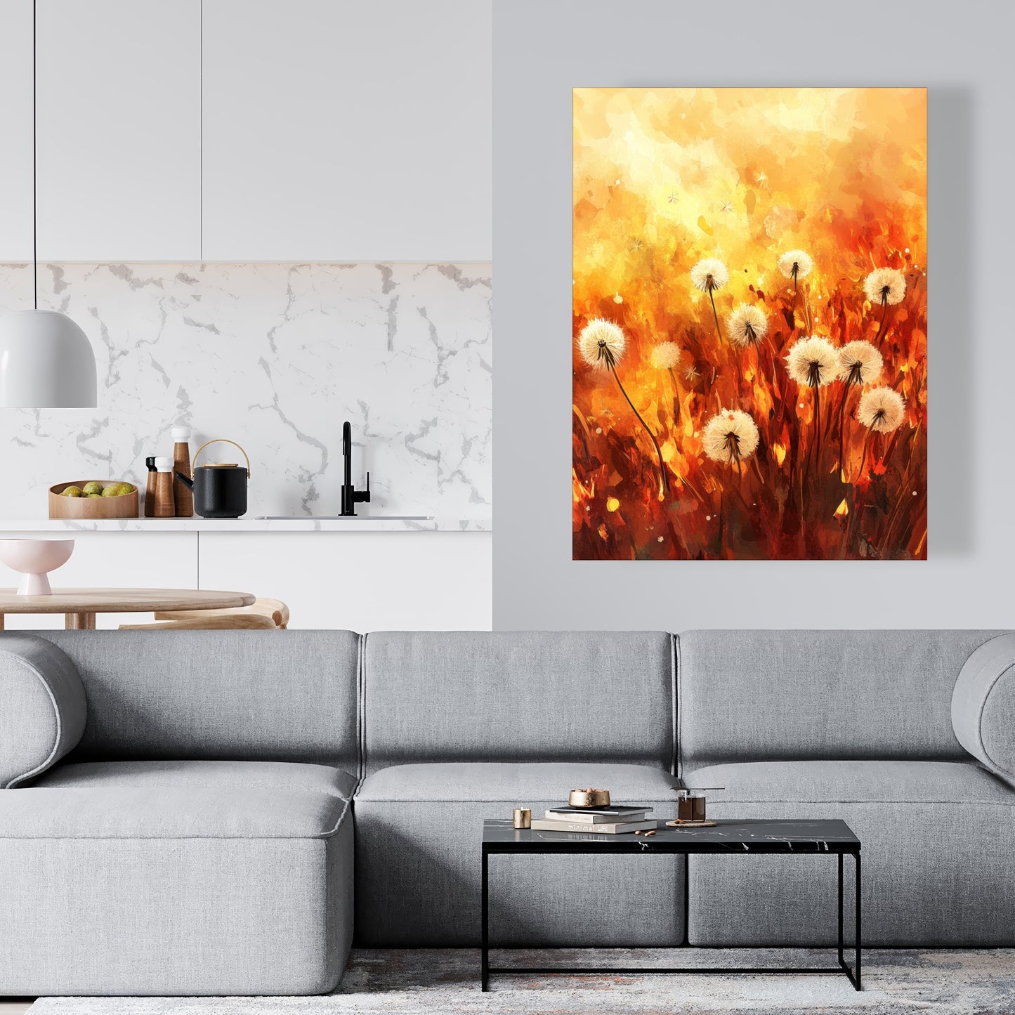 Dandelion Fire - Yellow Canvas Art for Home Decor