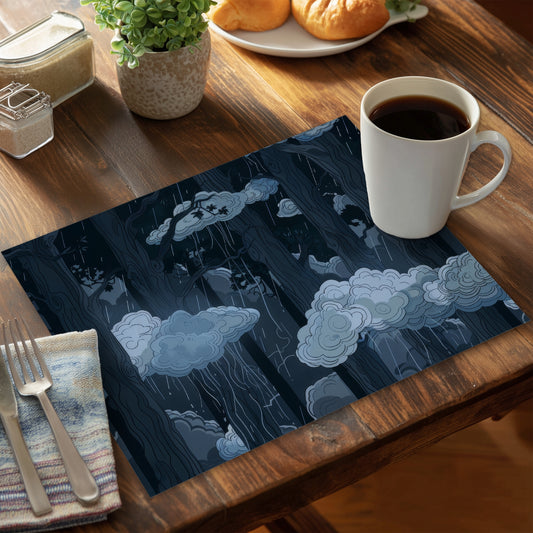 Sneeky Clouds White Polyester Placemat for Home Decor