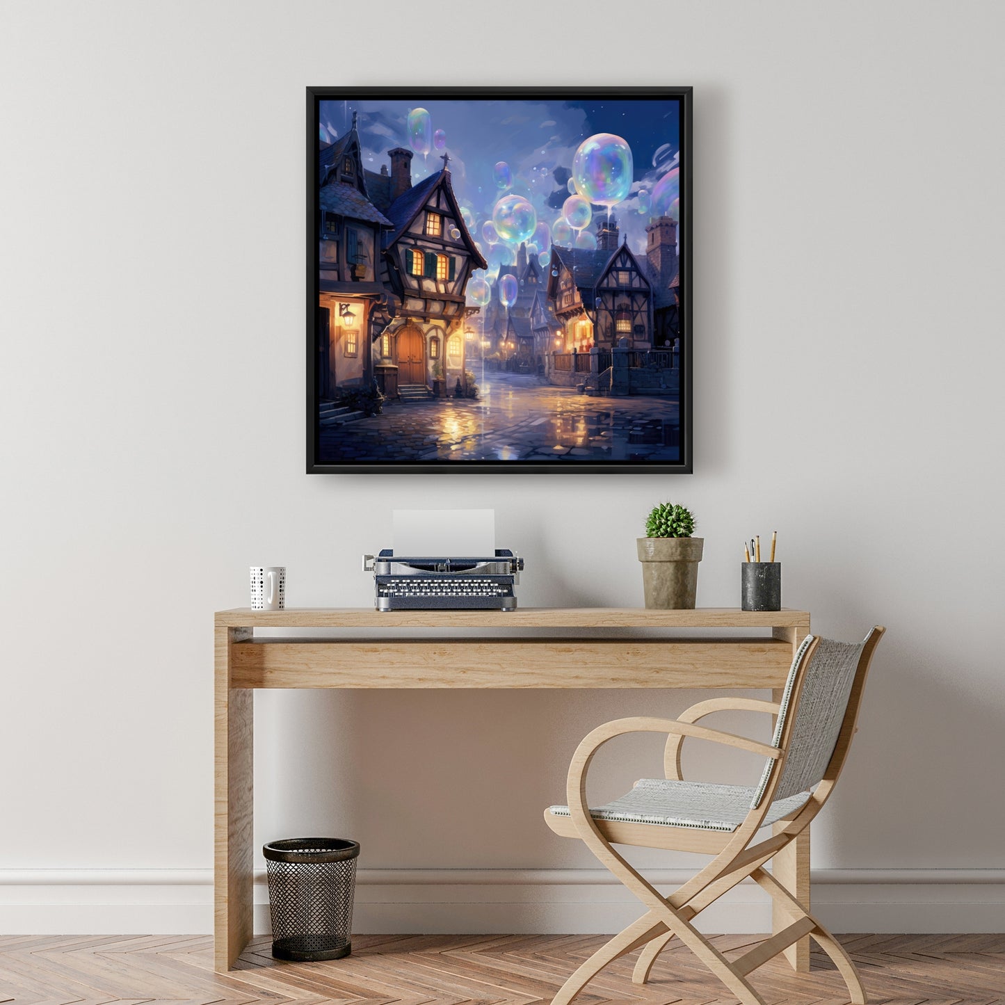Bloopy town - 36"x36" Framed canvas