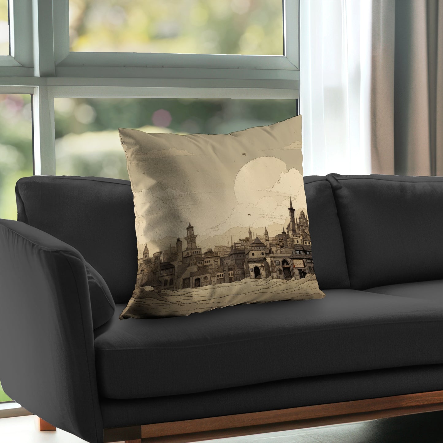 Desert Town Gray Poly Twill Throw Pillow Insert for Home Decor