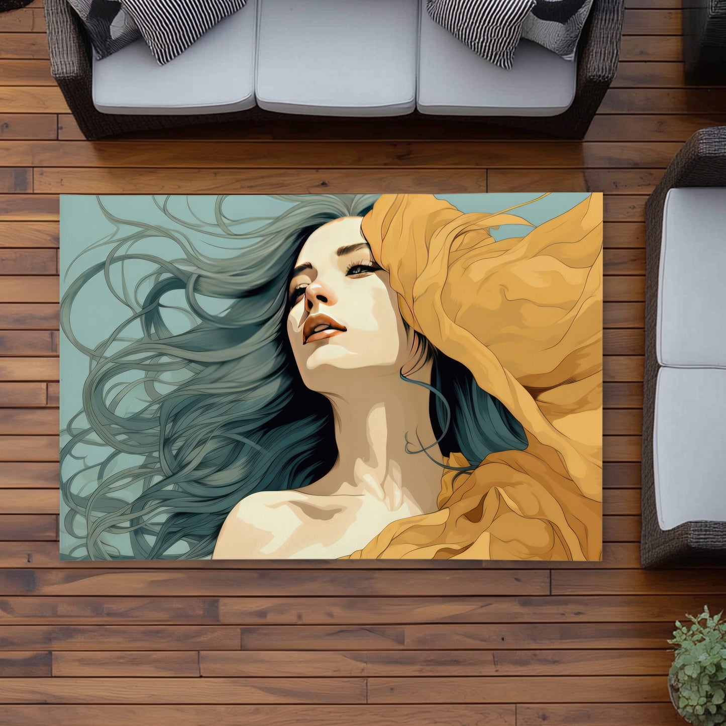Sensual Flow Beige Outdoor Area Rug | Elegant Home Decor