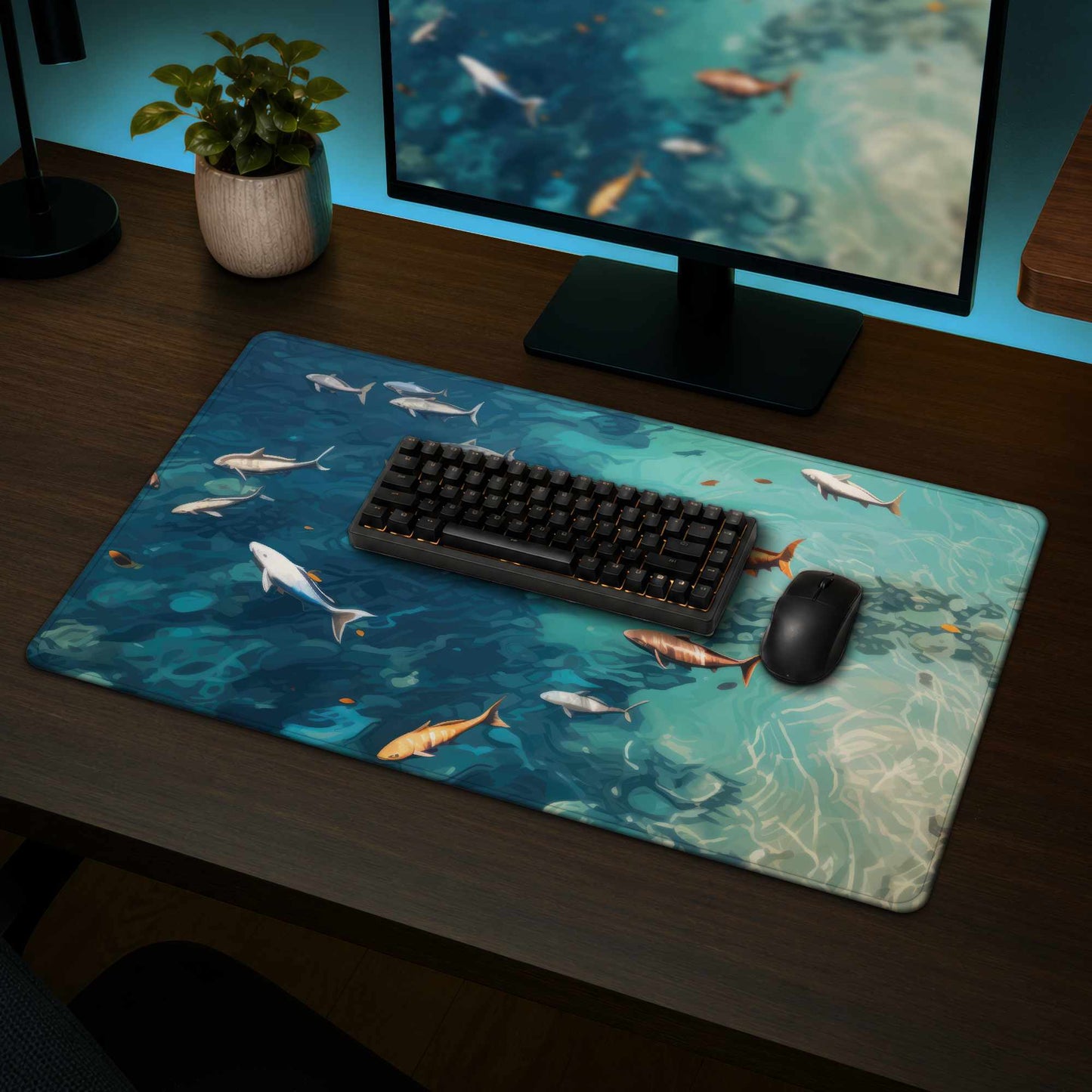 Tapis de bureau Swim Ahead – Décoration d'intérieur élégante, surface durable