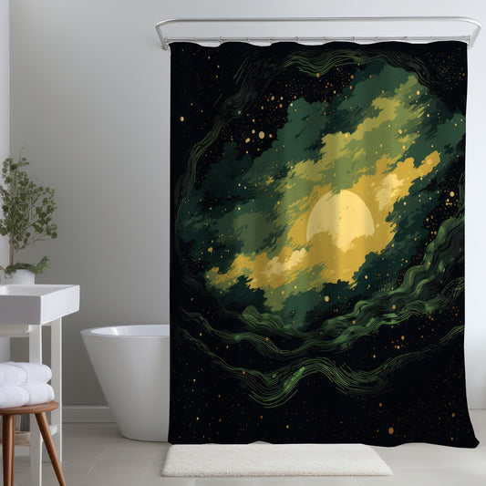 Cloudy Star Green Shower Curtain for Stylish Home Decor