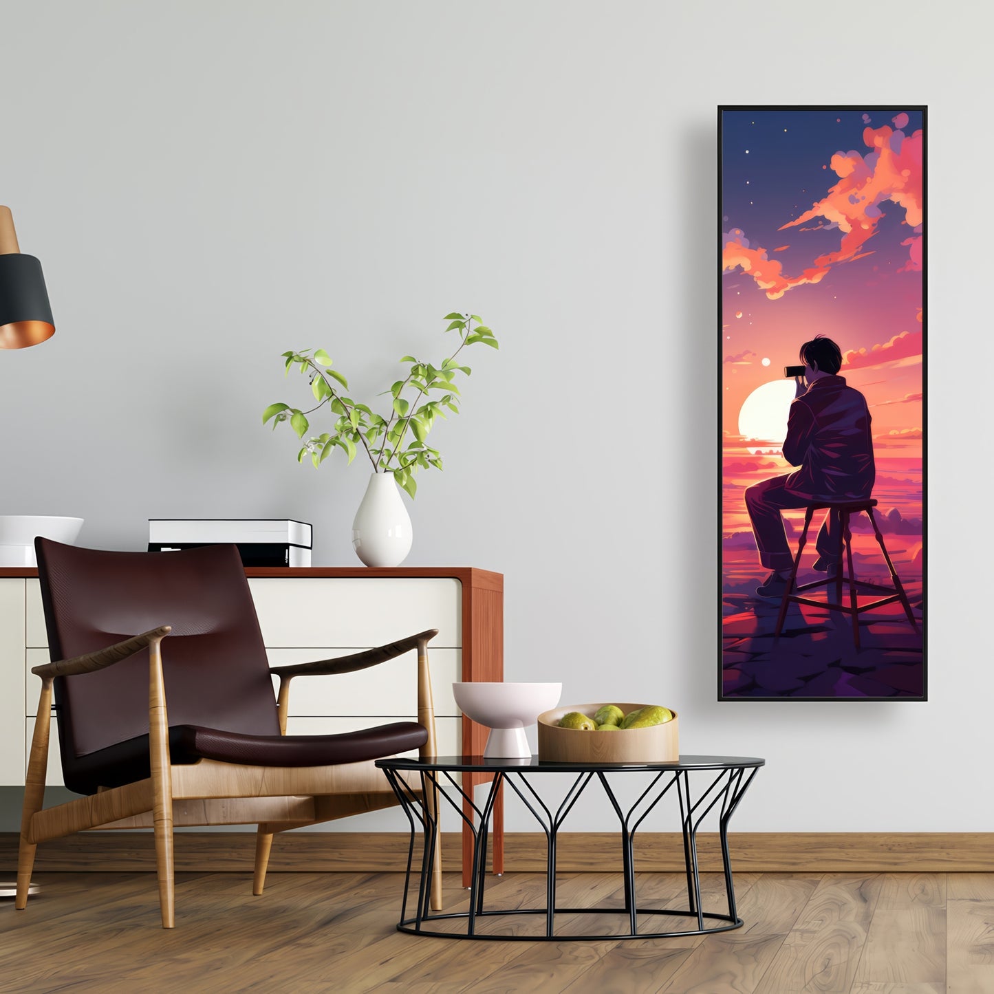 The Observer - Blue Framed Canvas Art for Home Decor