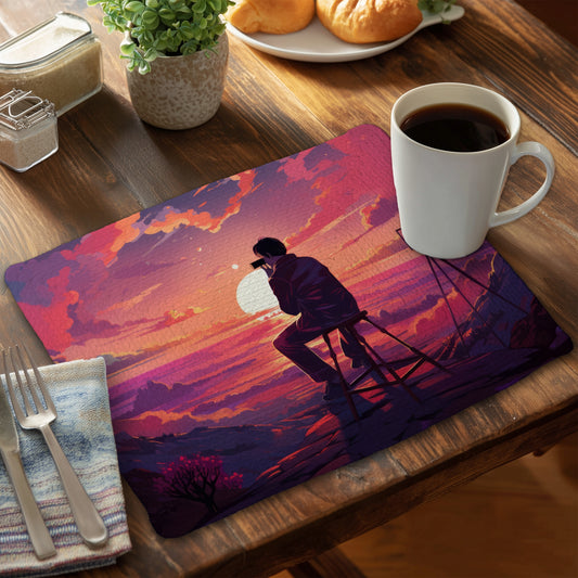 The Observer - Pink Braided Polyester Placemat for Home Decor