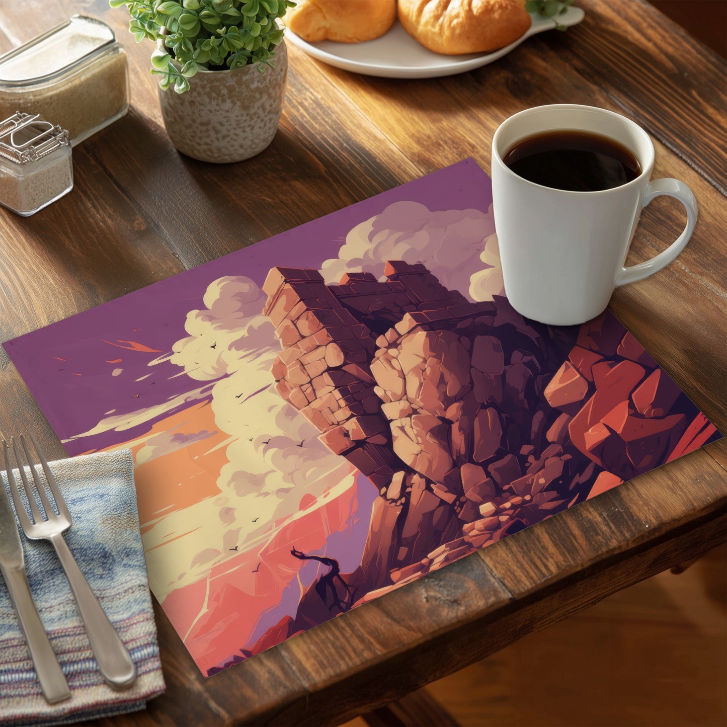 Standing Above Orange Polyester Placemat | Home Decor Essentials