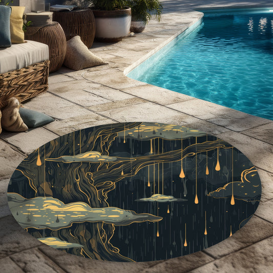 Goopy Gray Round Outdoor Area Rug for Home Decor | Stylish Design