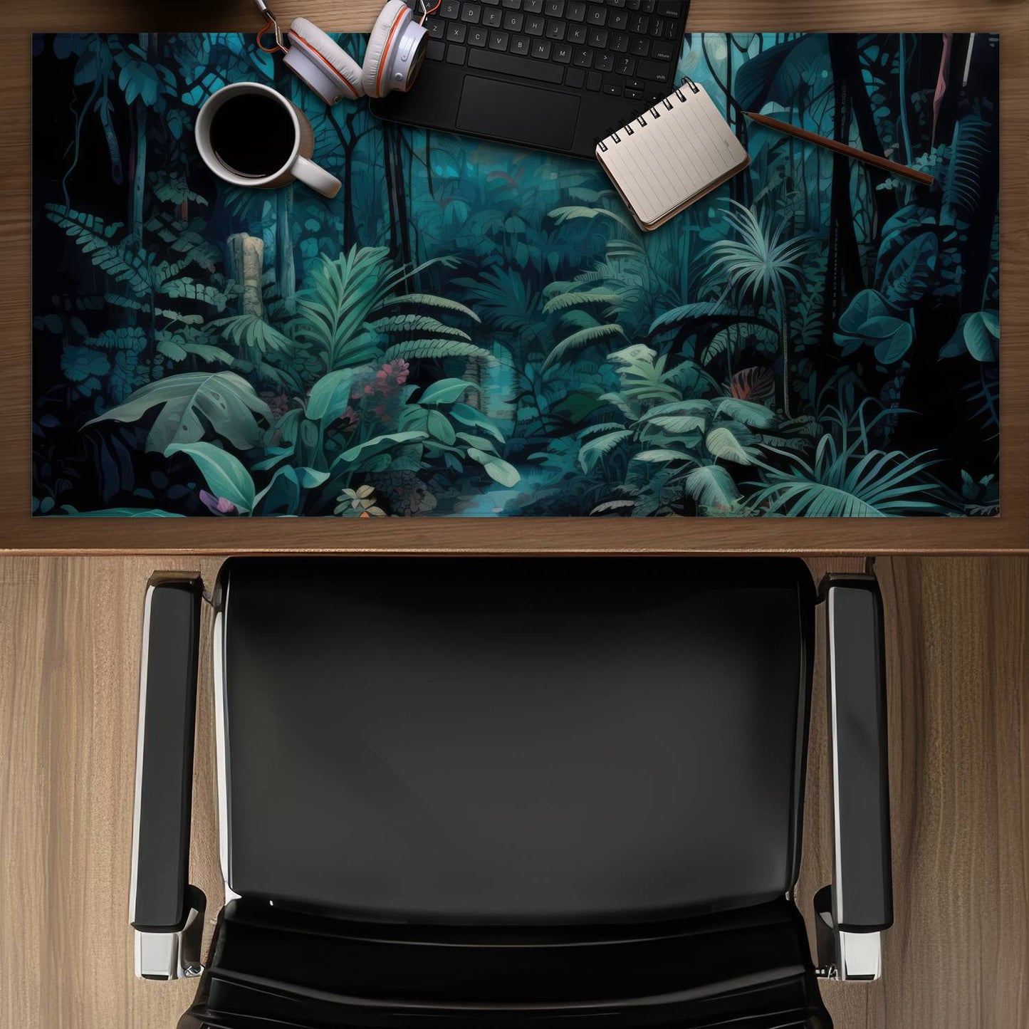 Deep in the jungle - Turquoise Gaming Mat for Home Decor