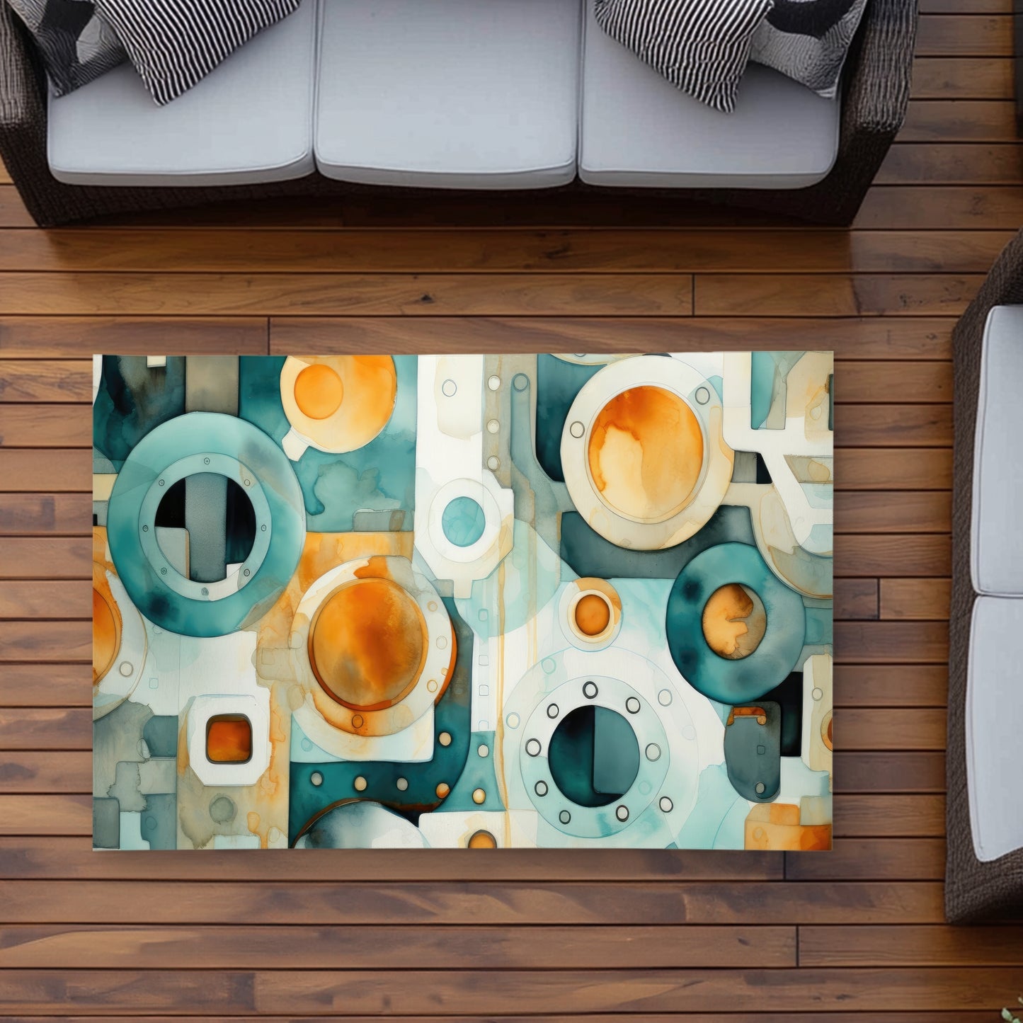Decomposed Porthole - Orange Outdoor Area Rug for Home Decor