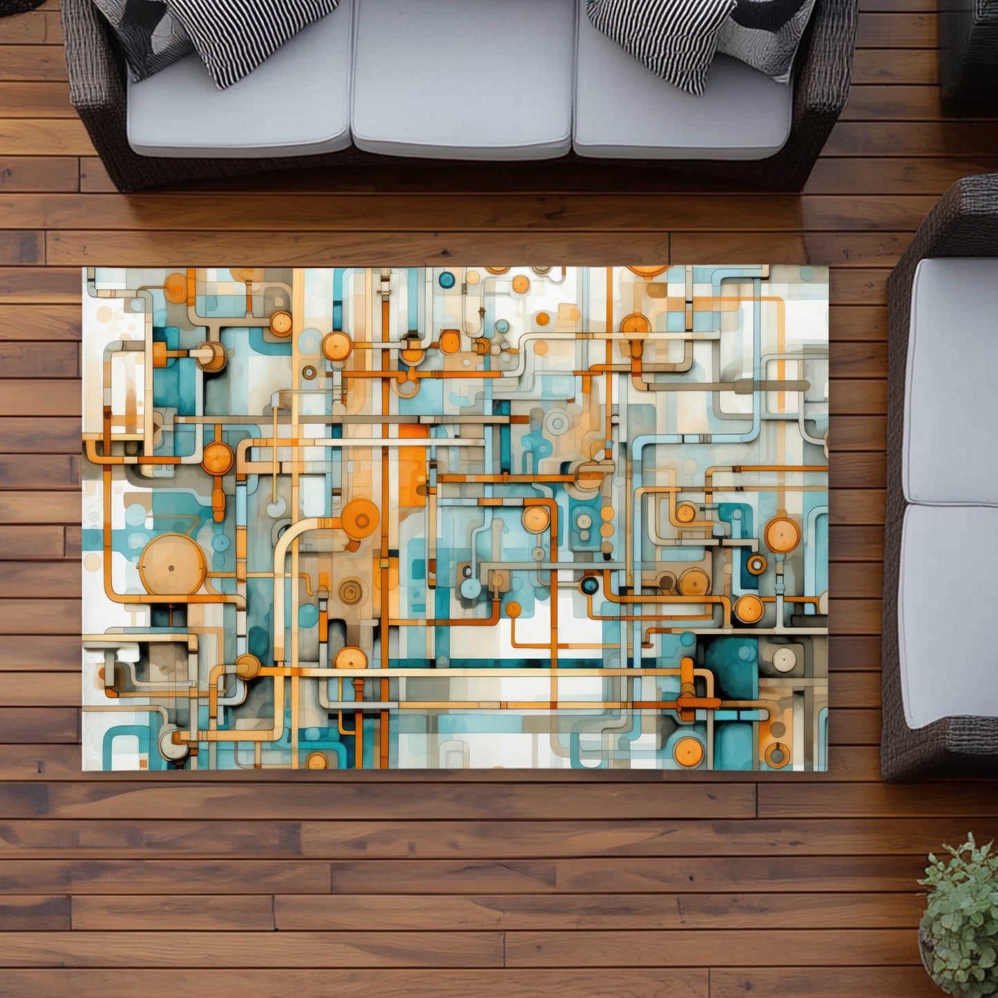 Like clockwork Orange Outdoor Area Rug for Home Decor