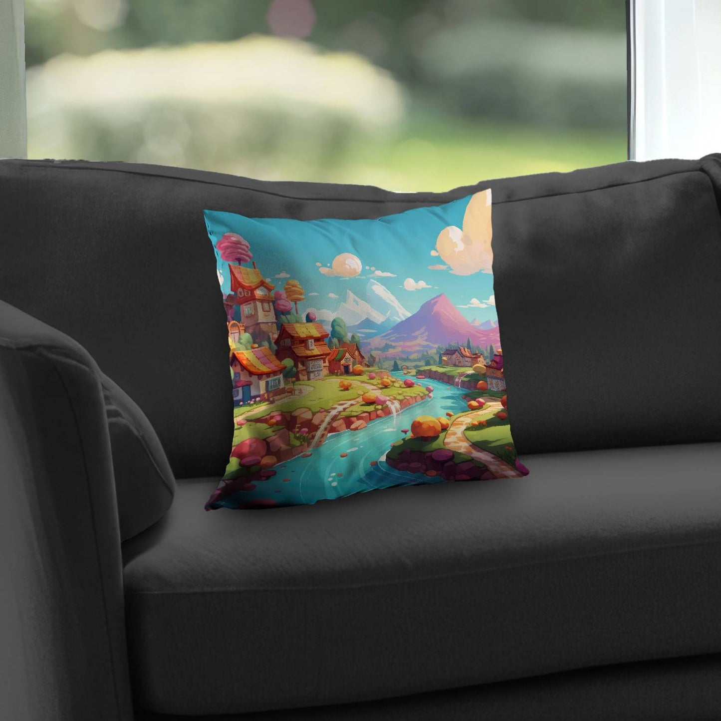 Sweet town Green Poly Twill Throw Pillow Insert for Home Decor