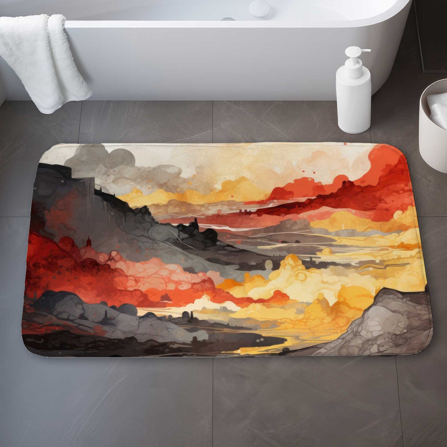 Tapis de bain "Scolding Land" | Tapis élégant pour la décoration de salle de bain