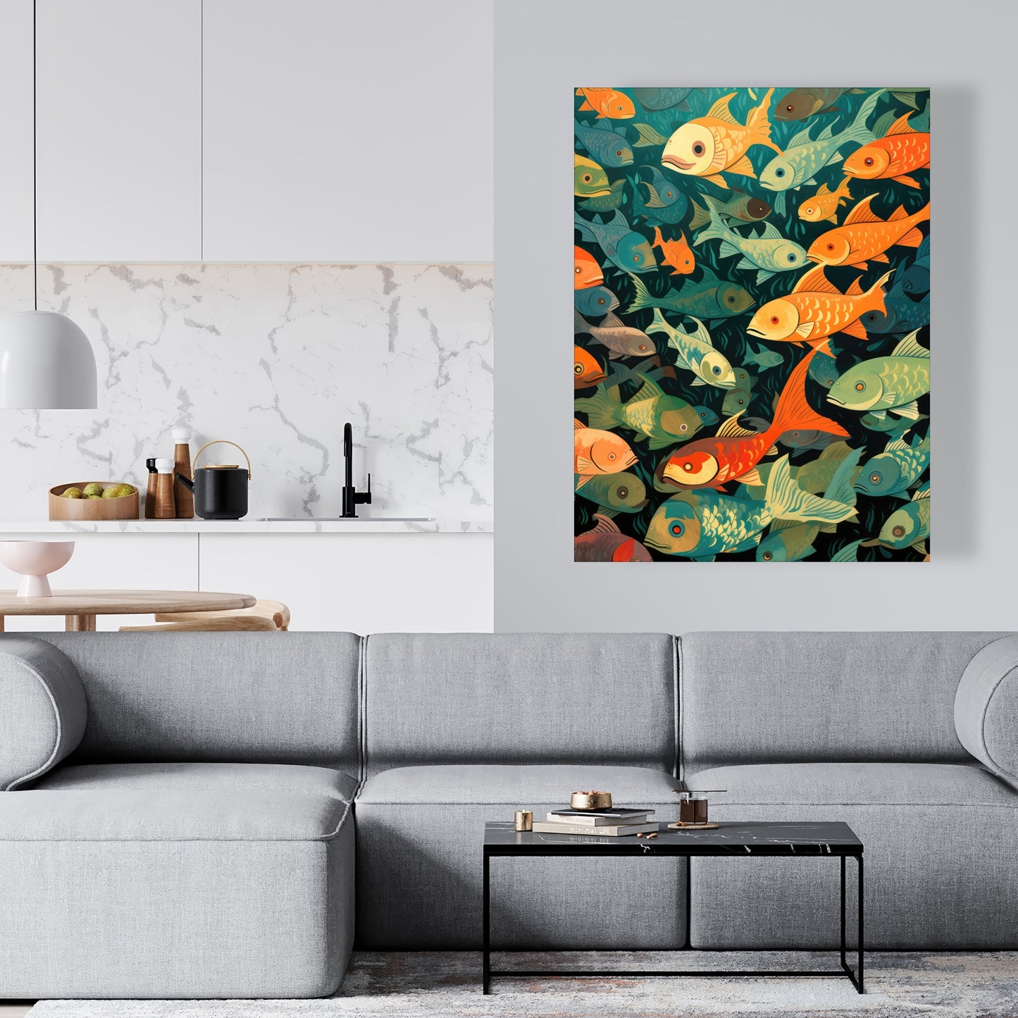 Simple Fishes - Orange Canvas Home Decor for Vibrant Spaces