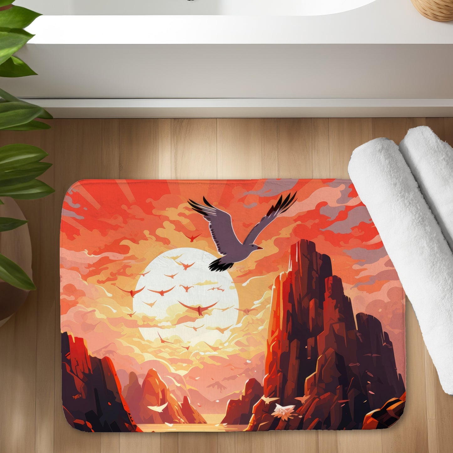 Isles of Omen Red Bath Mat - Stylish Home Decor Accent