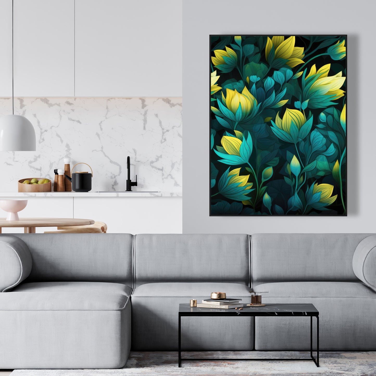 Intense Bloom - Yellow Framed Canvas for Home Decor
