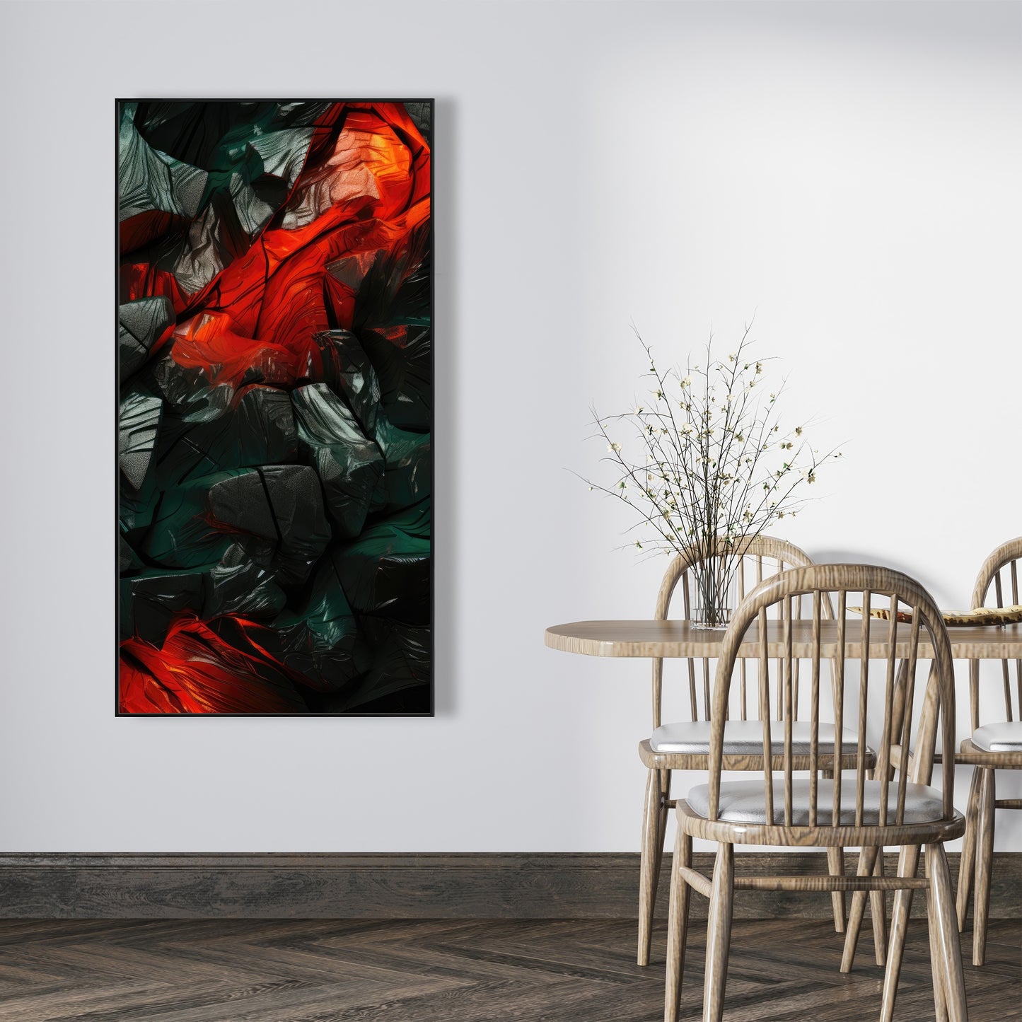 Hiding Under - Red Framed Canvas for Home Decor | Stylish Art