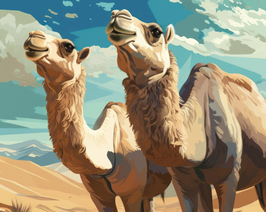 Camels Looking Up - White Polyester Placemat for Home Decor